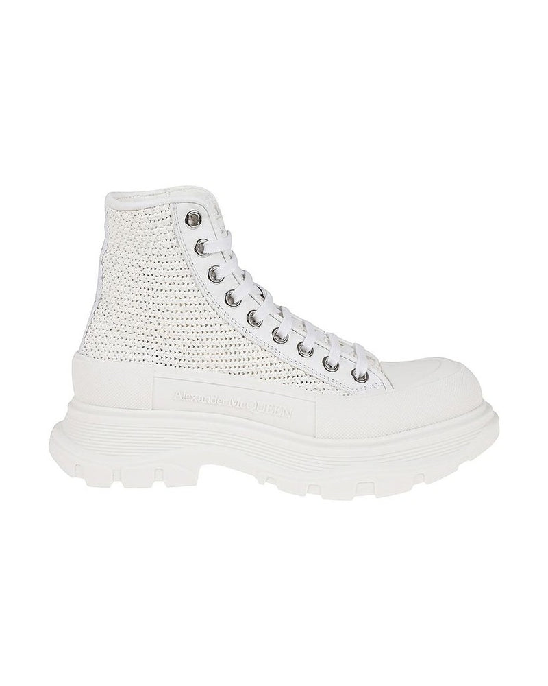 Alexander Mcqueen White Raffia High Top Sneakers Glam Steals