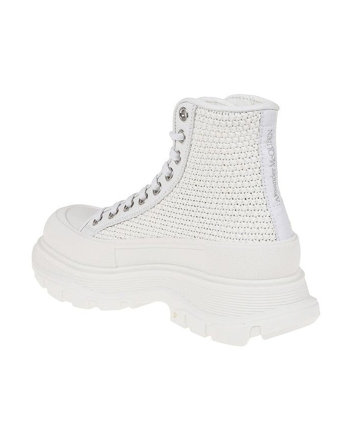 Alexander Mcqueen White Raffia High Top Sneakers Glam Steals