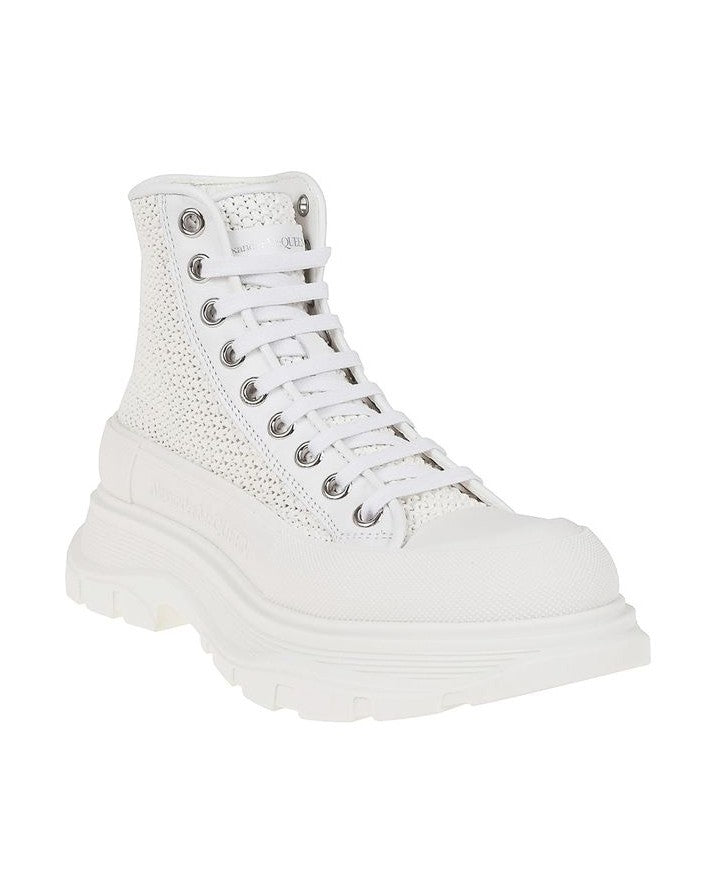 Alexander Mcqueen White Raffia High Top Sneakers Glam Steals
