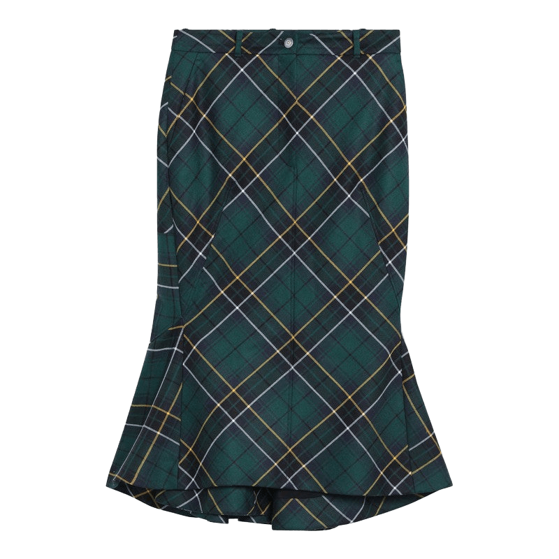 Alexander Mcqueen Wool Flared Skirt in Tartan Glam Steals