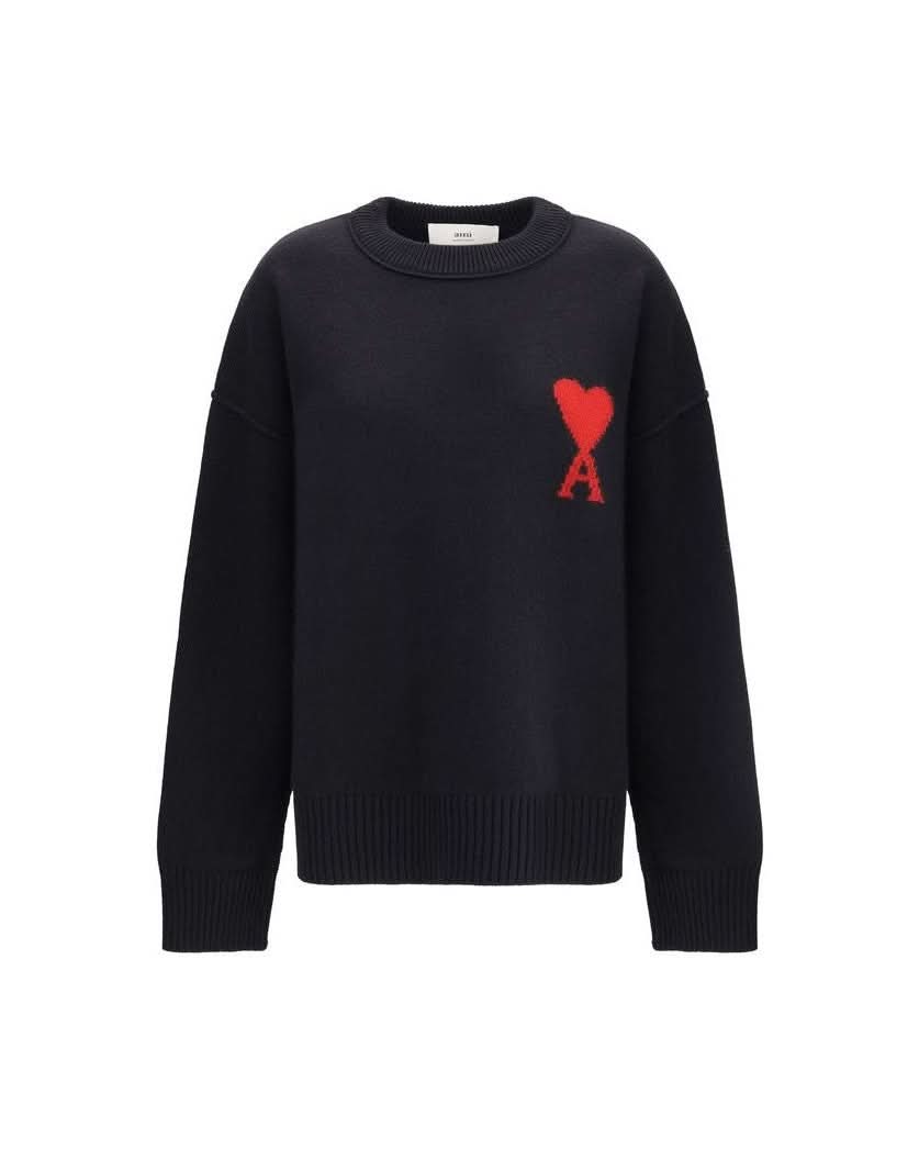 Ami Paris Black Wool Fleece Sweatshirt Glam Steals