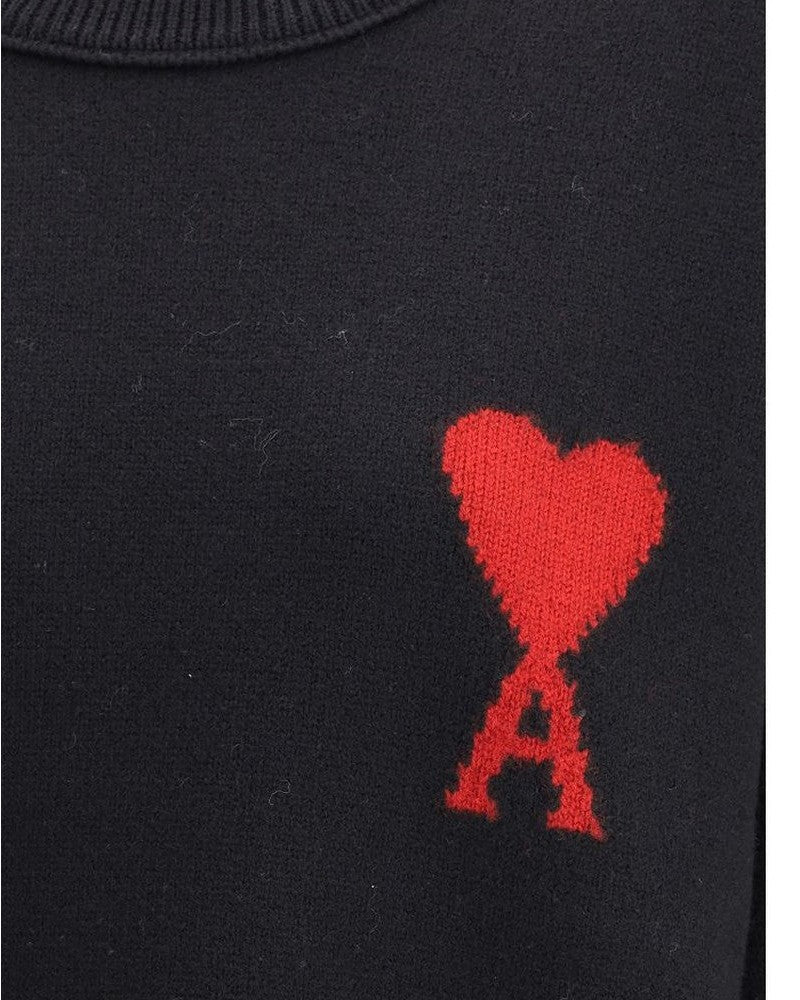 Ami Paris Black Wool Fleece Sweatshirt Glam Steals