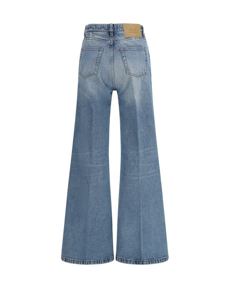 Ami Paris Blue Cotton Flared Jeans Glam Steals