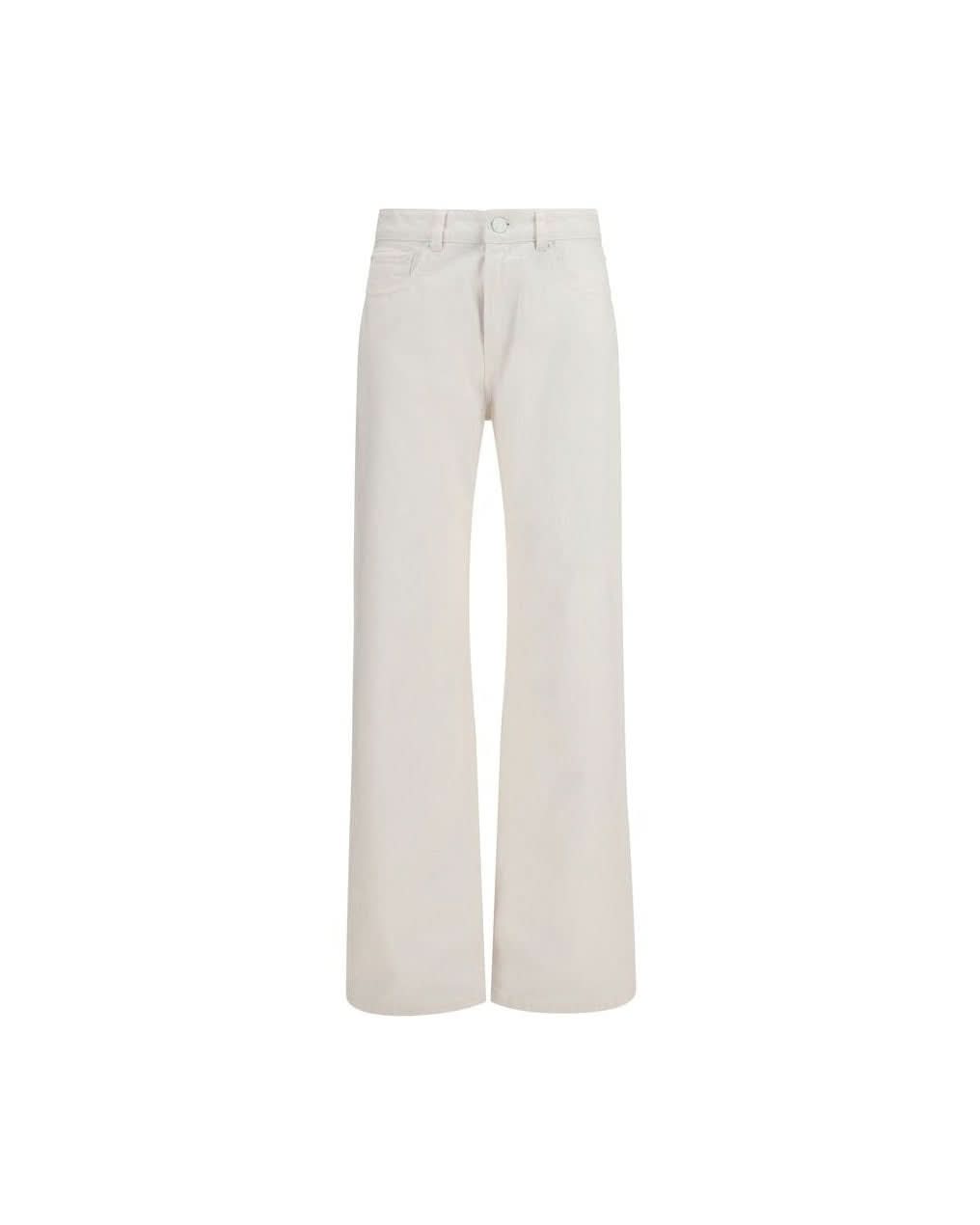 Ami Paris White Cotton Straight Leg Jeans Glam Steals