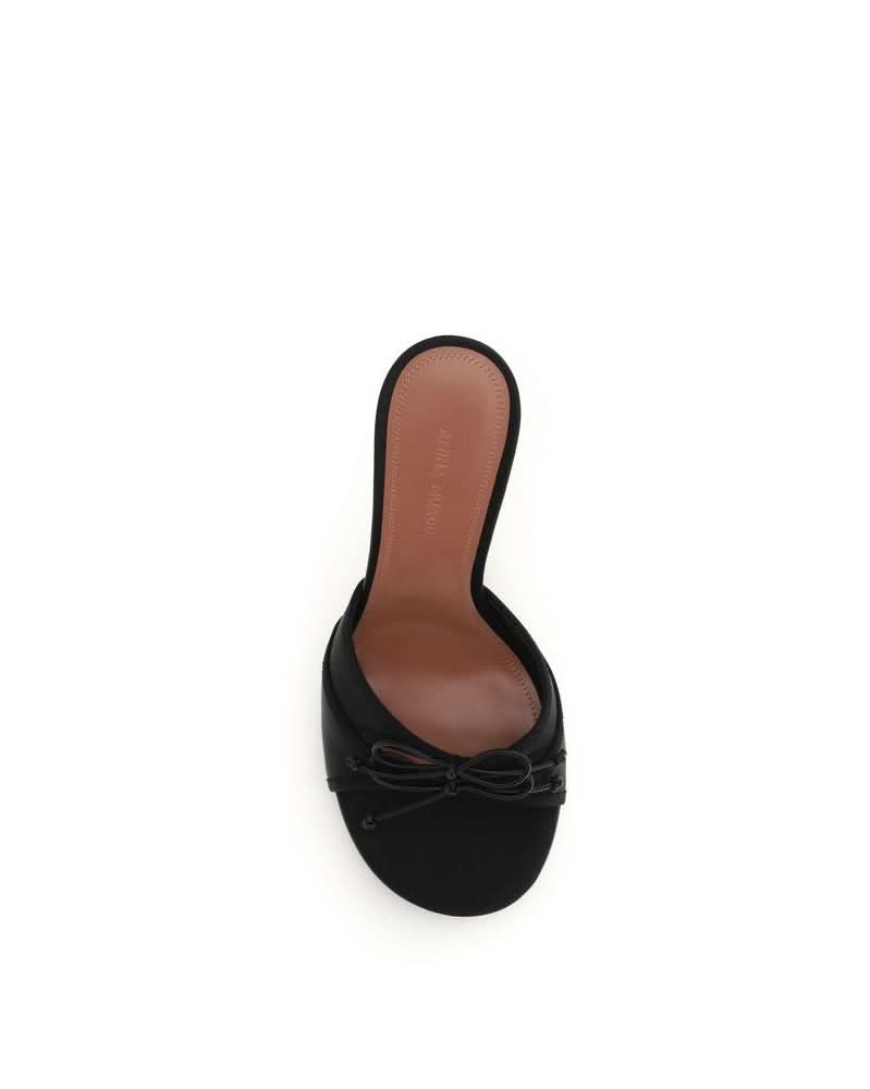 Amina Muaddi Black Calf Leather Bos Taurus Heels 