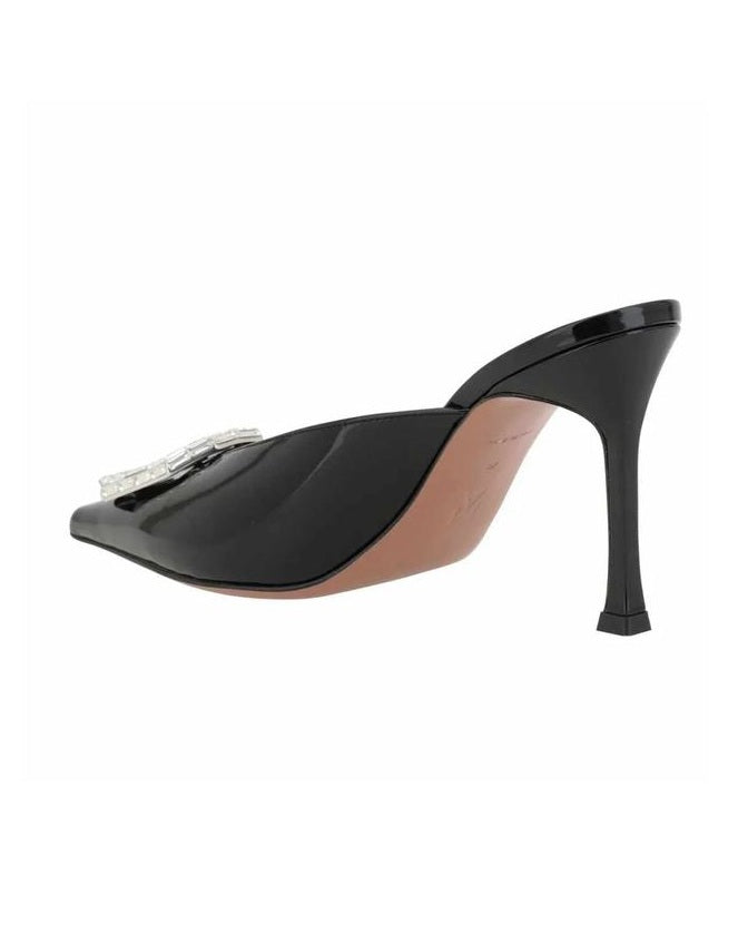 Amina Muaddi Black Leather Mules Glam Steals