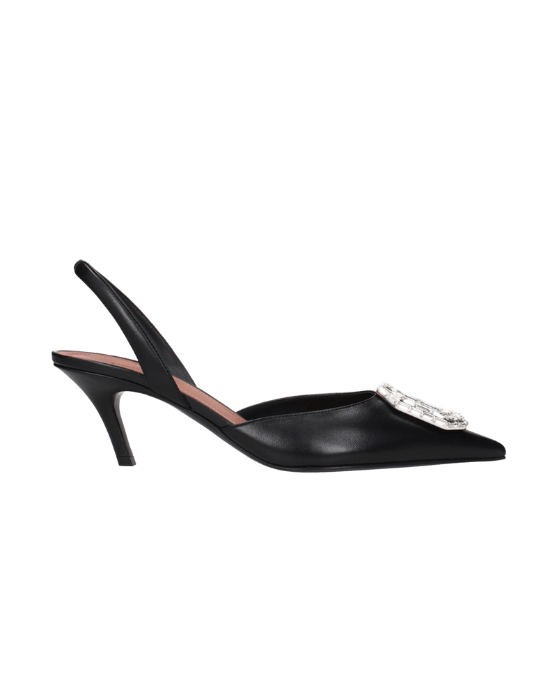 Amina Muaddi Black Leather Pumps Glam Steals