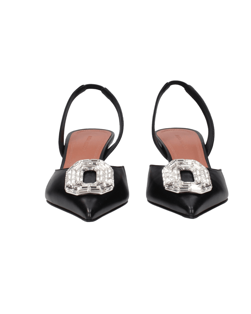 Amina Muaddi Black Leather Pumps Glam Steals