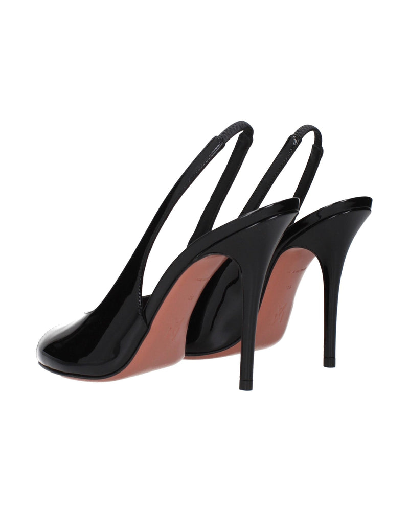 Amina Muaddi Black Leather Stiletto Heel Glam Steals