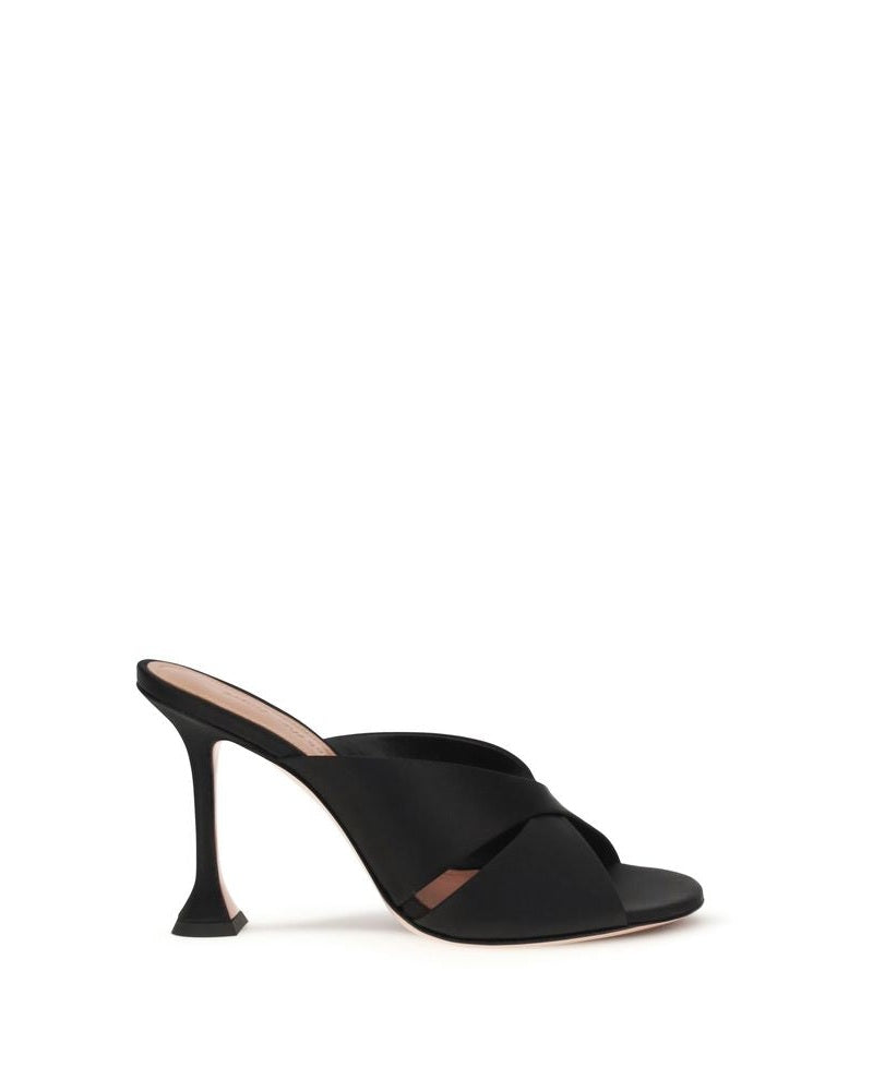Amina Muaddi Black Silk Sandals Glam Steals