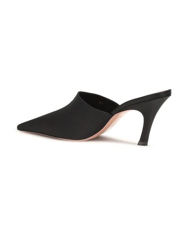 Amina Muaddi Black Silk Sandals 