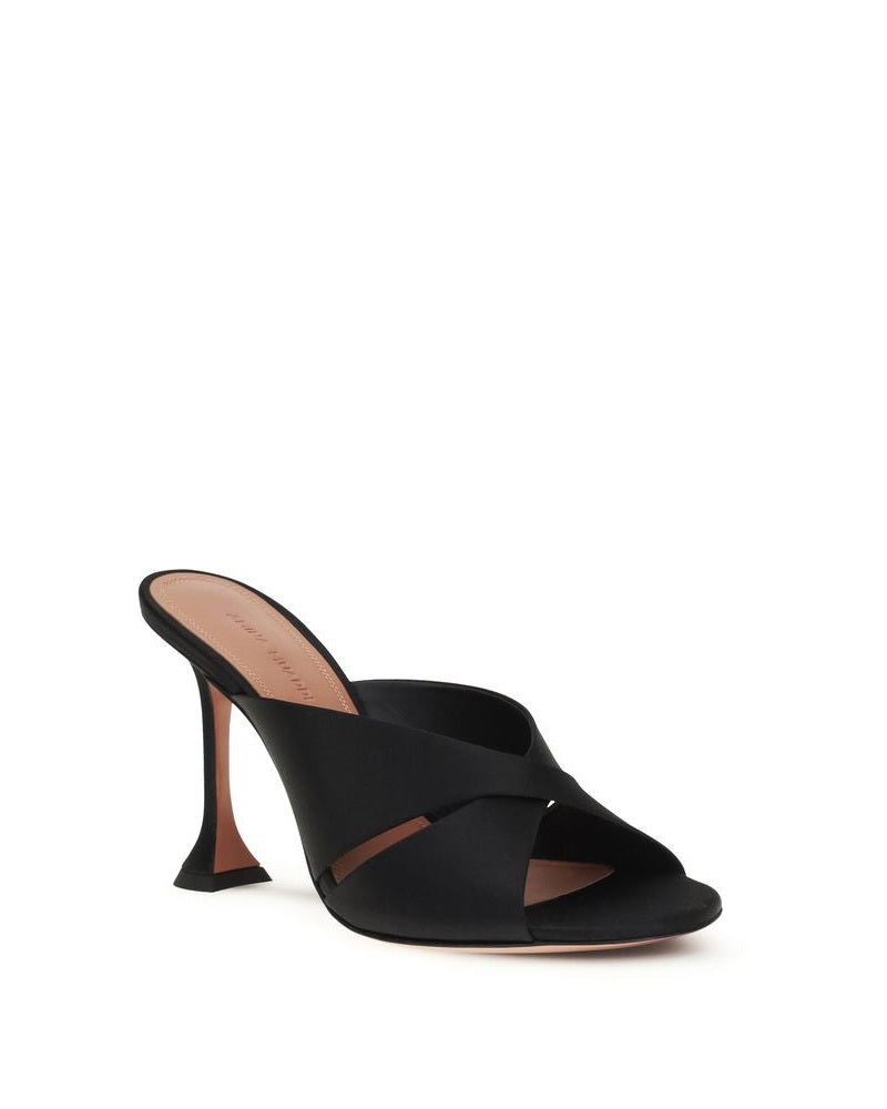 Amina Muaddi Black Silk Sandals Glam Steals