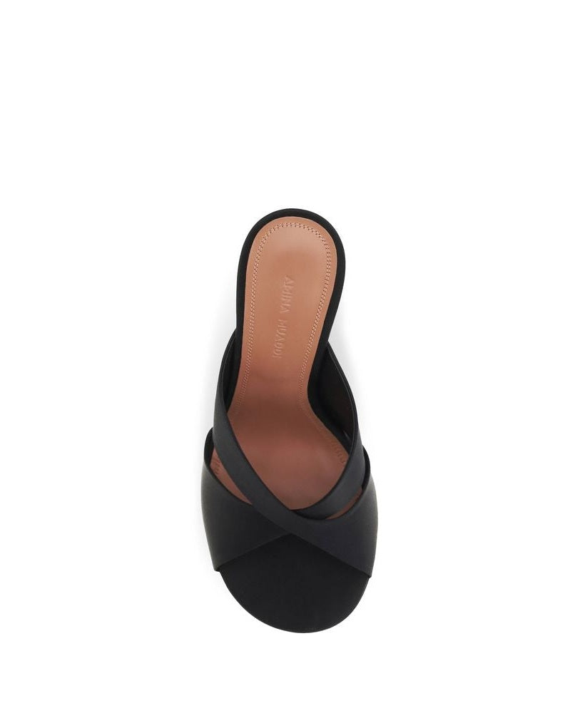 Amina Muaddi Black Silk Sandals Glam Steals