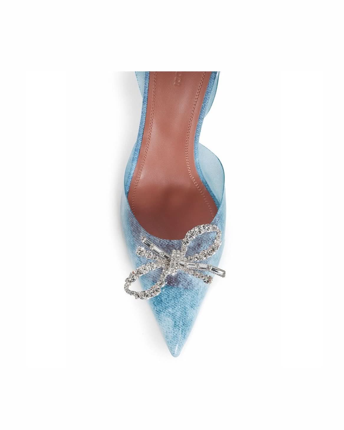 Amina Muaddi Blue Plexiglass High Heel Pumps Heels