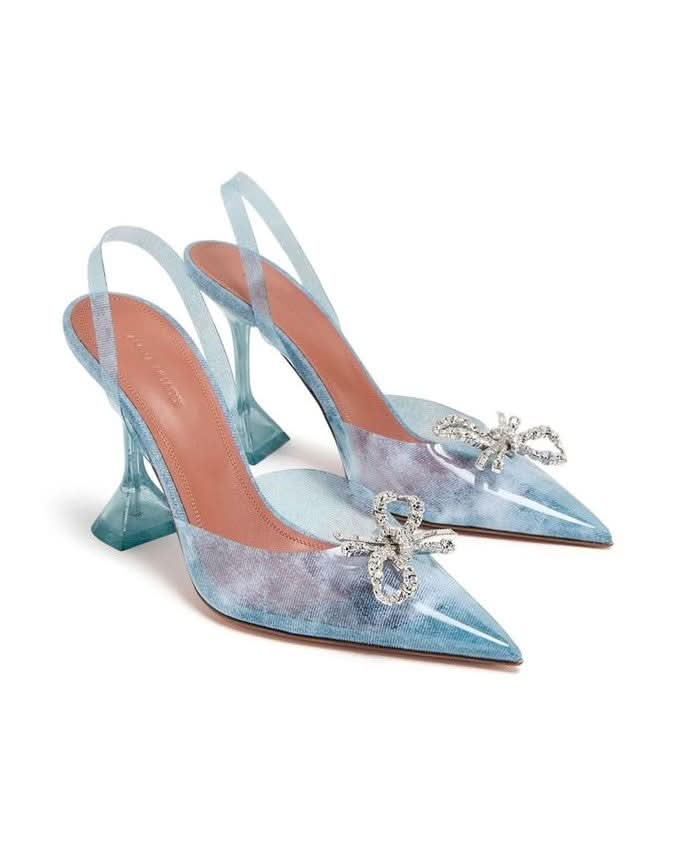 Amina Muaddi Blue Plexiglass High Heel Pumps Heels