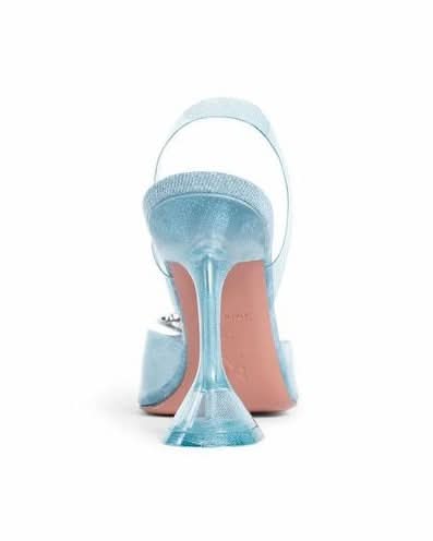 Amina Muaddi Blue Plexiglass High Heel Pumps Heels