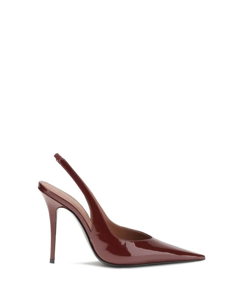 Amina Muaddi Bordeaux Leather Platform Pumps 