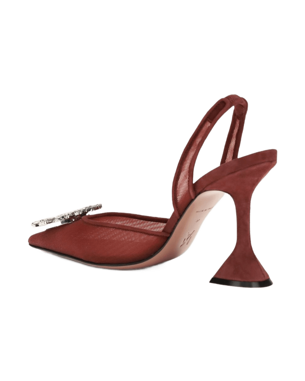 Amina Muaddi Bordeaux Mesh Slingback Pumps Glam Steals
