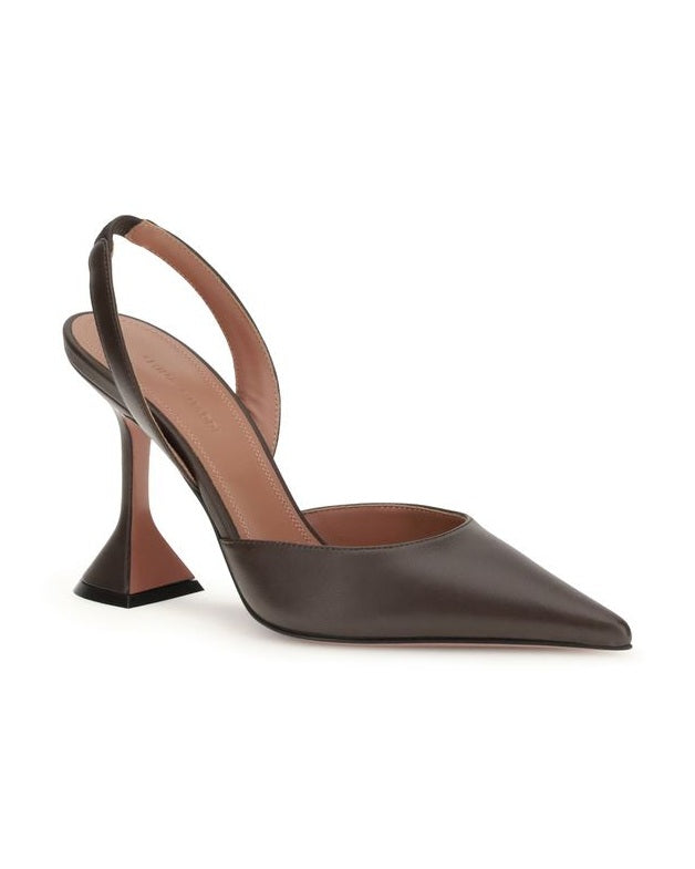 Amina Muaddi Brown Calf Leather Bos Taurus Pumps Glam Steals