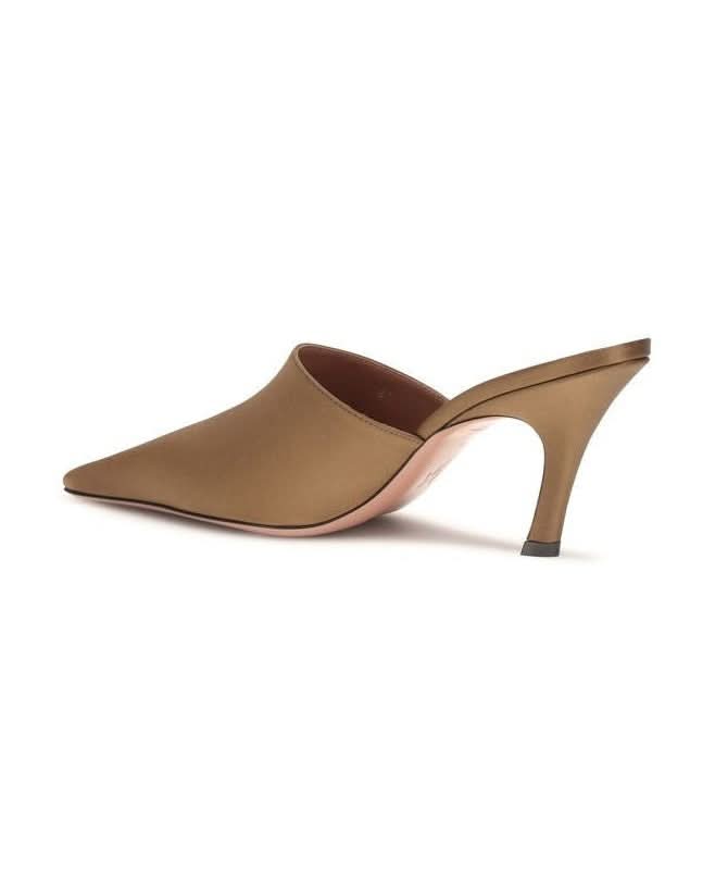 Amina Muaddi Brown Silk Sandals 