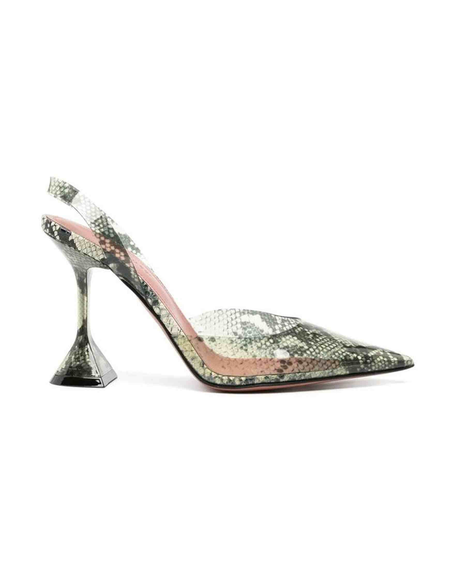 Amina Muaddi Holli Glass 95Mm Snakeskin Effect Pumps Glam Steals