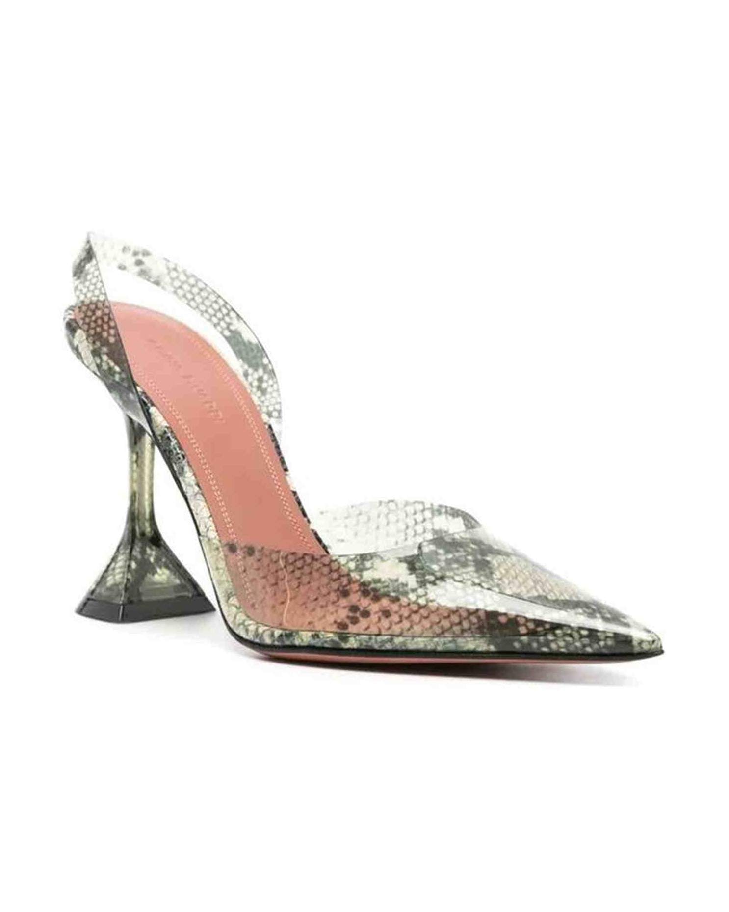 Amina Muaddi Holli Glass 95Mm Snakeskin Effect Pumps Glam Steals