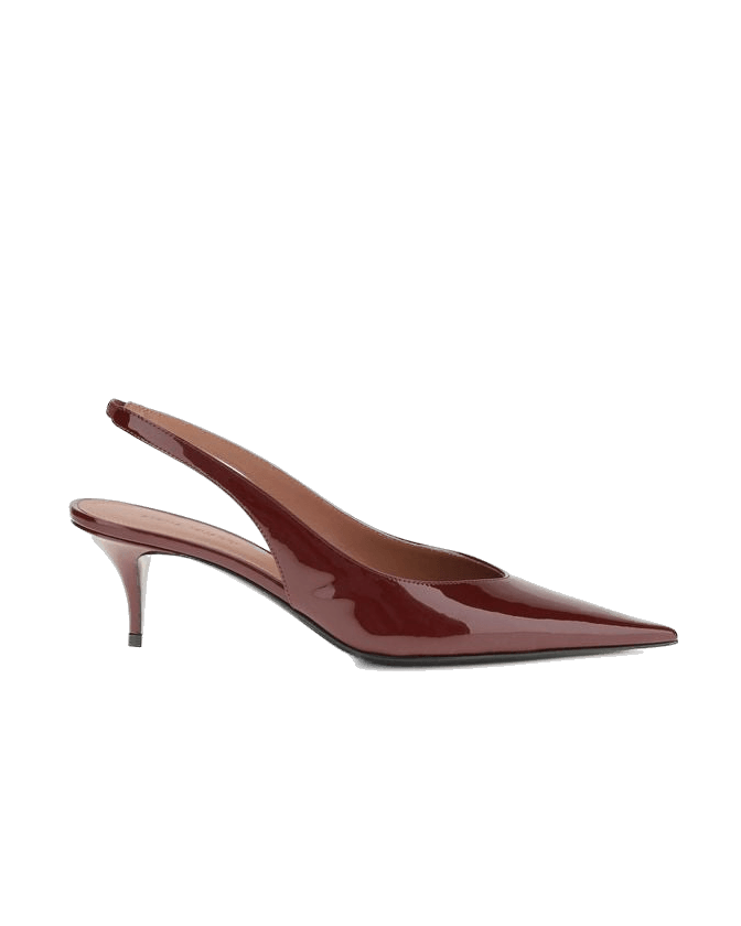 Amina Muaddi Leather Bordeaux Calf Bos Taurus Mid Heel Pumps Glam Steals