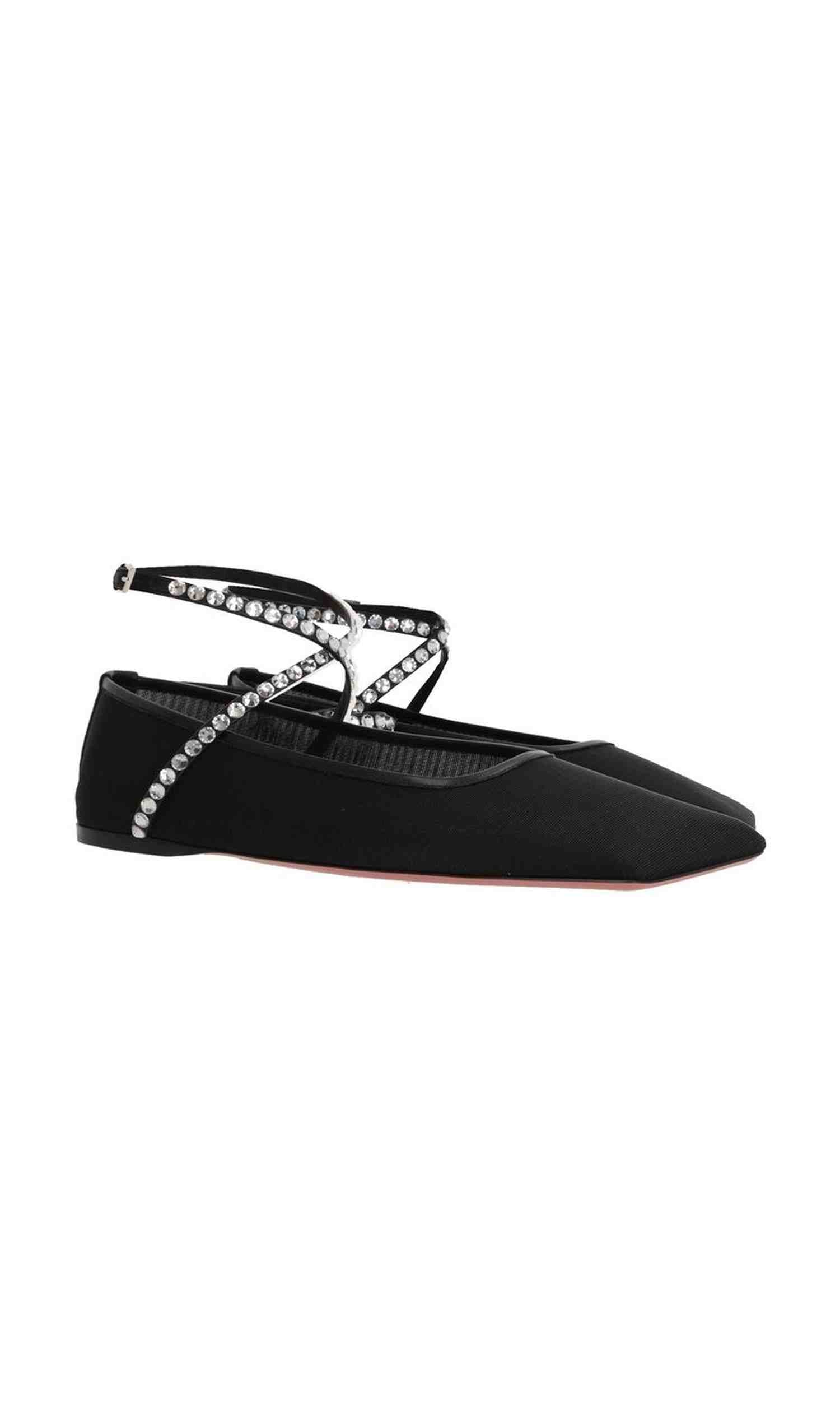 Amina Muaddi Mesh Crystal Ballerina Flats Glam Steals