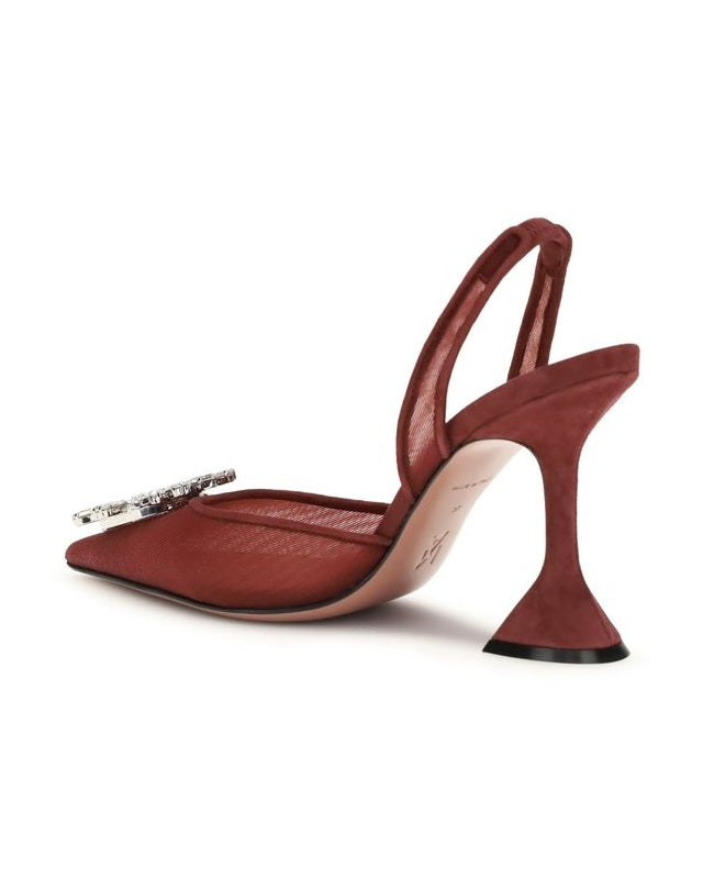 Amina Muaddi Polyester Bordeaux High Heel Pumps Glam Steals