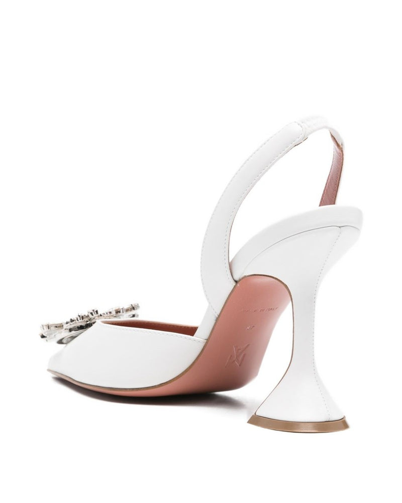 Amina Muaddi White Heel Medium Heel