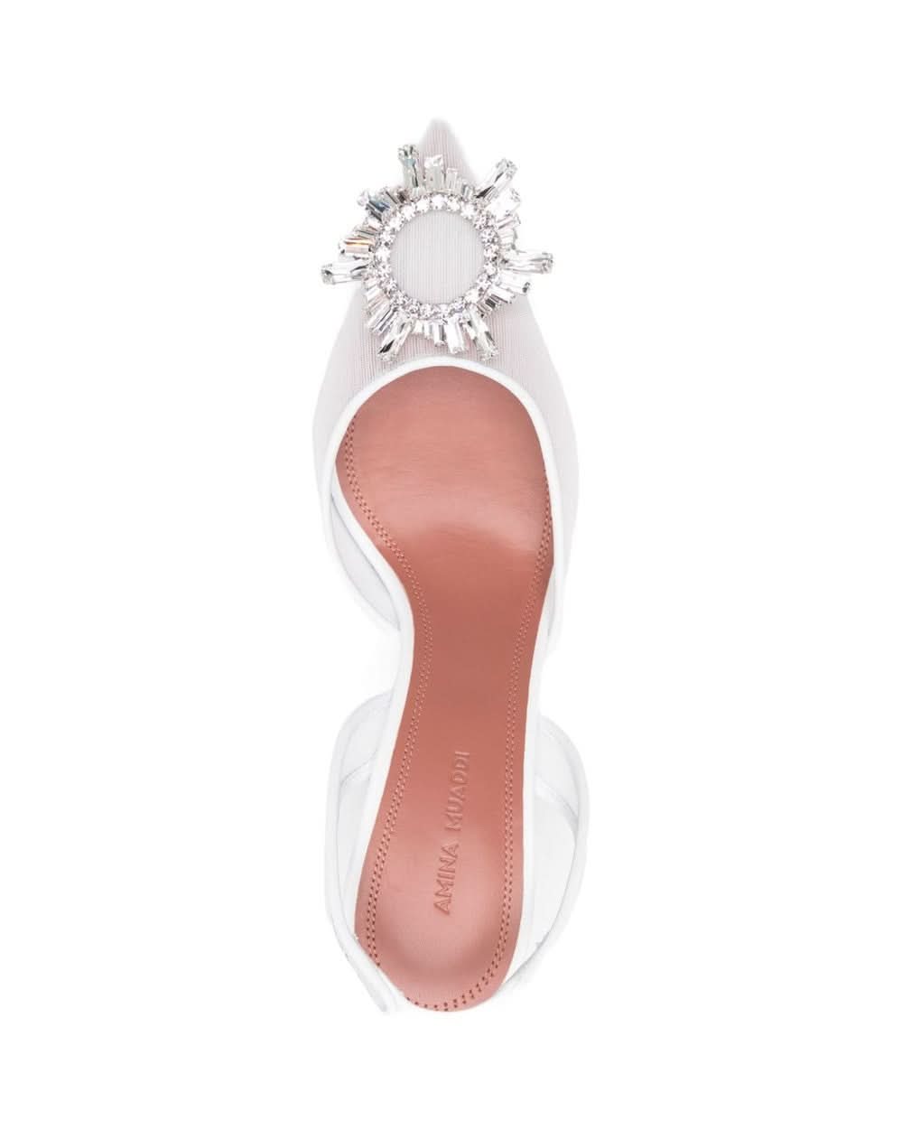 Amina Muaddi White Heel Medium Heel