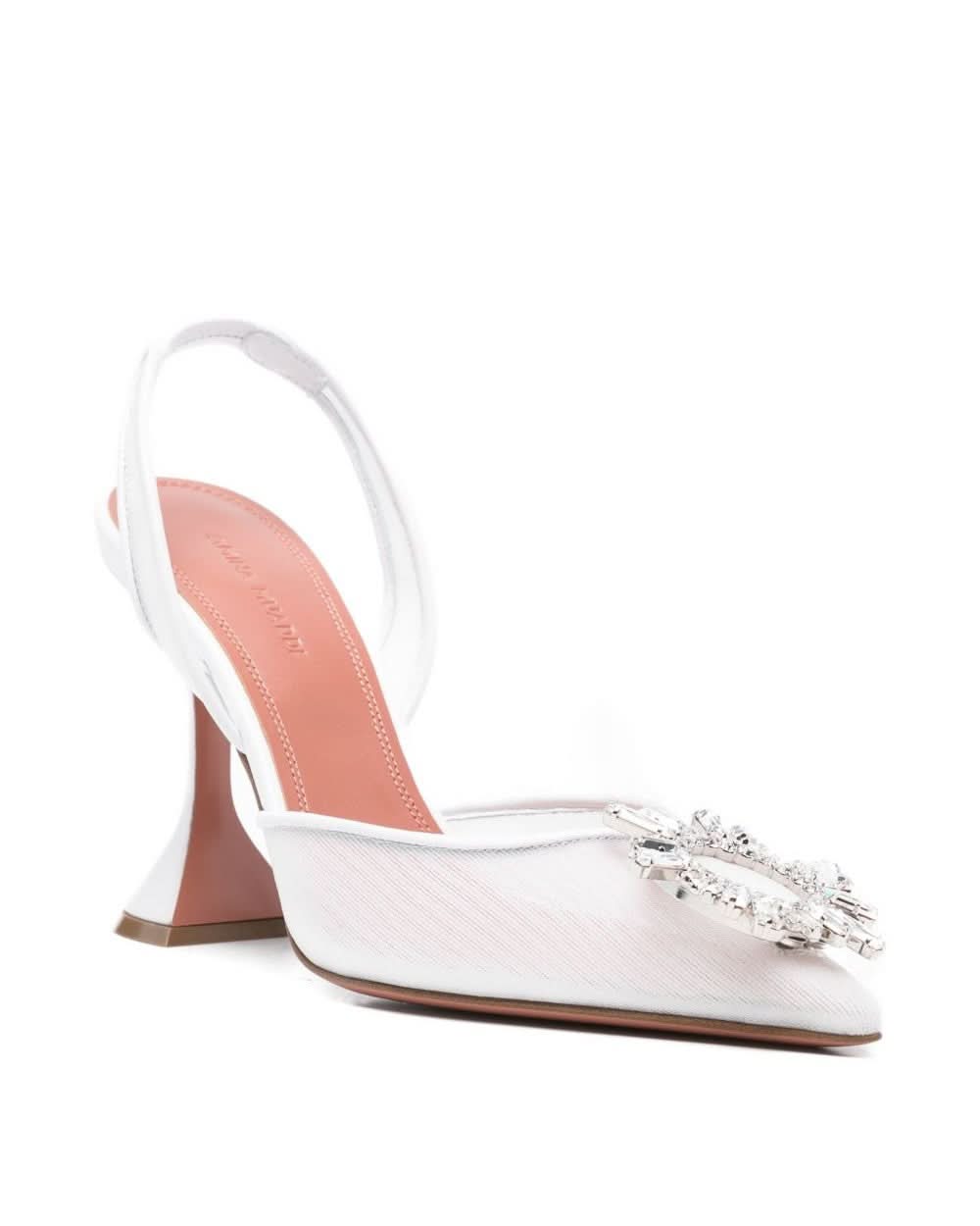 Amina Muaddi White Heel Medium Heel