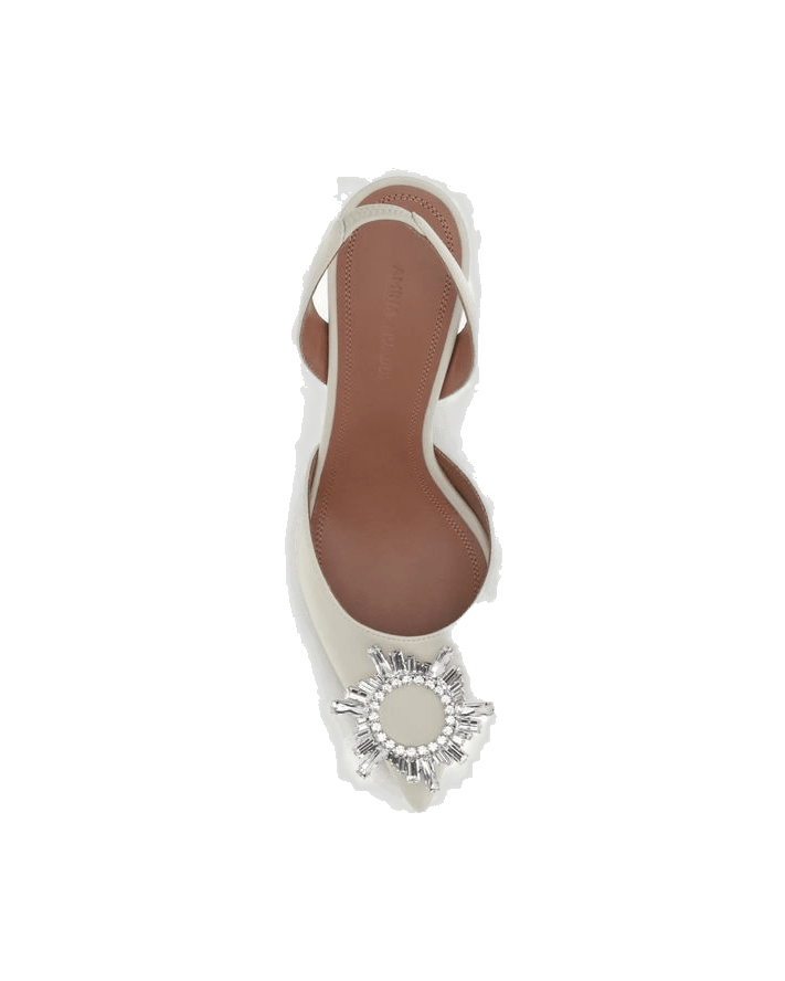 Amina Muaddi White Leather Calf Bos Taurus High Heel Pumps Glam Steals