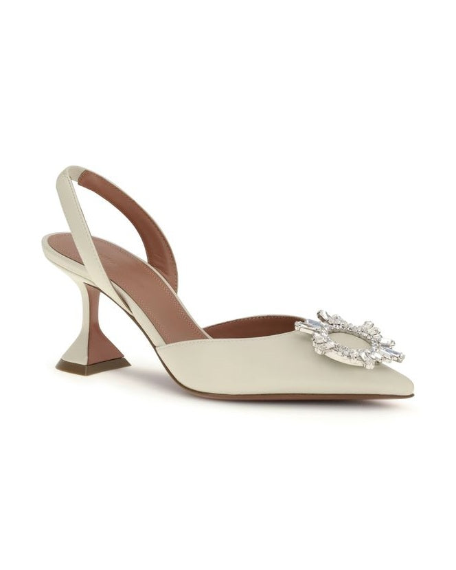 Amina Muaddi White Leather Calf Bos Taurus High Heel Pumps Glam Steals