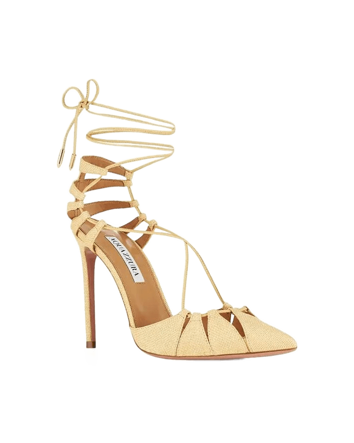 Aquazzura Yellow Raffia Stiletto Heels Glam Steals