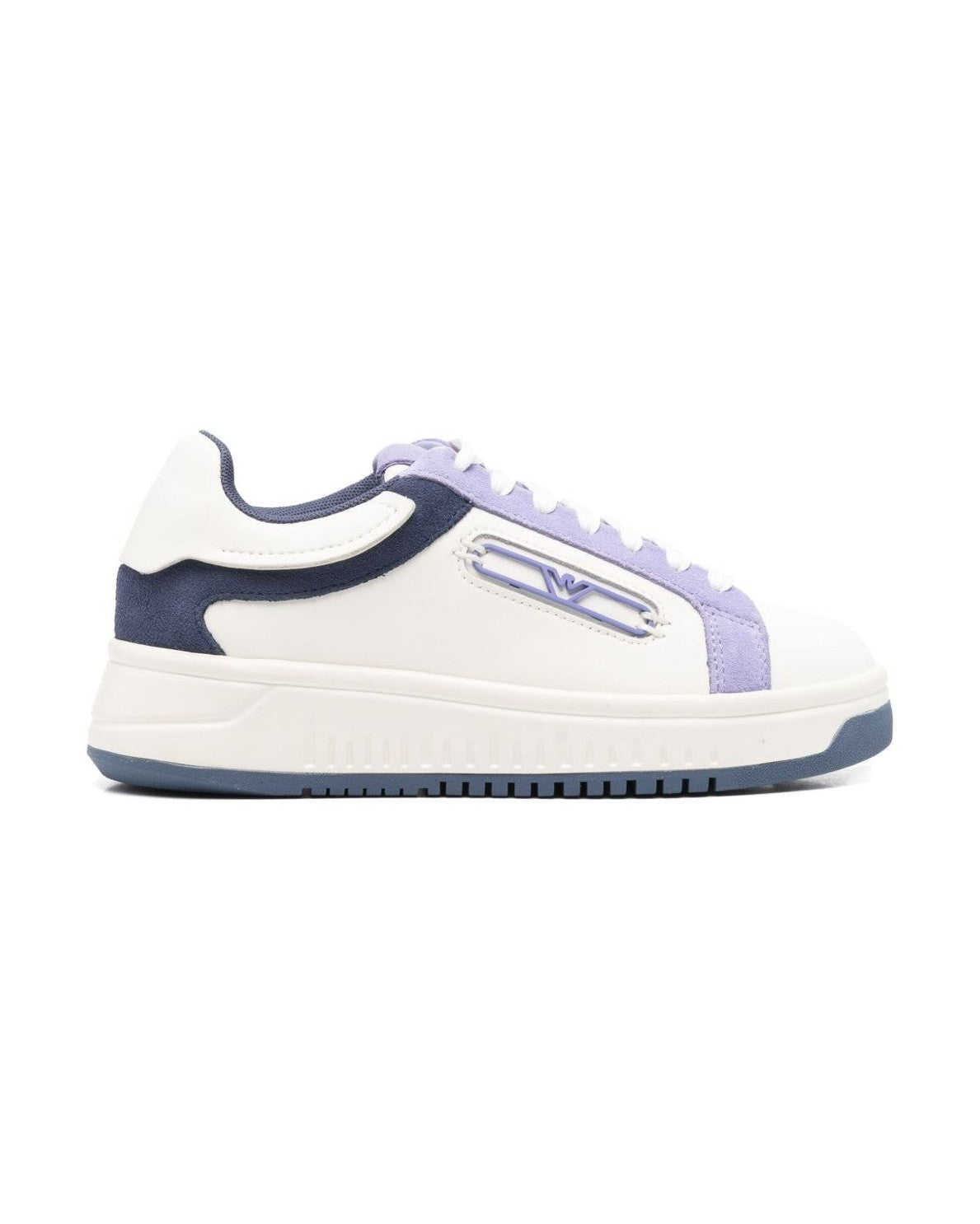 Armani Leather Emporio Exclusive Sneakers with Suede Details and Eagle Plate Glam Steals