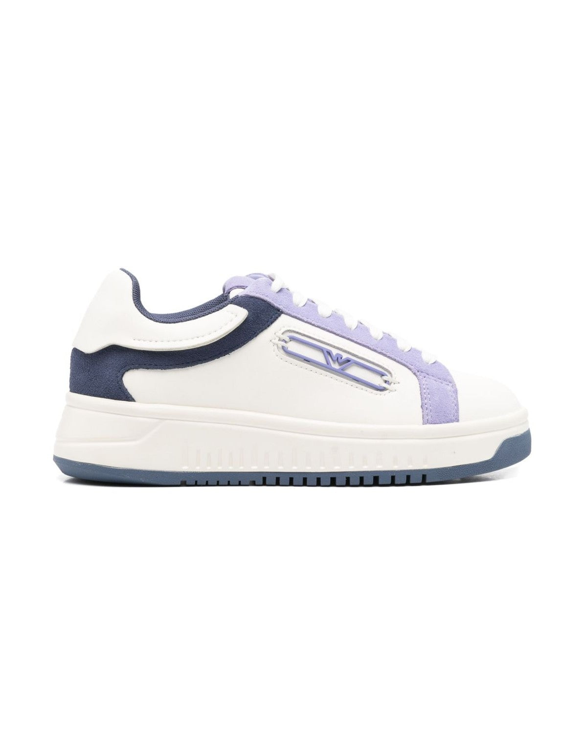 Armani Leather Emporio Exclusive Sneakers with Suede Details and Eagle Plate Glam Steals