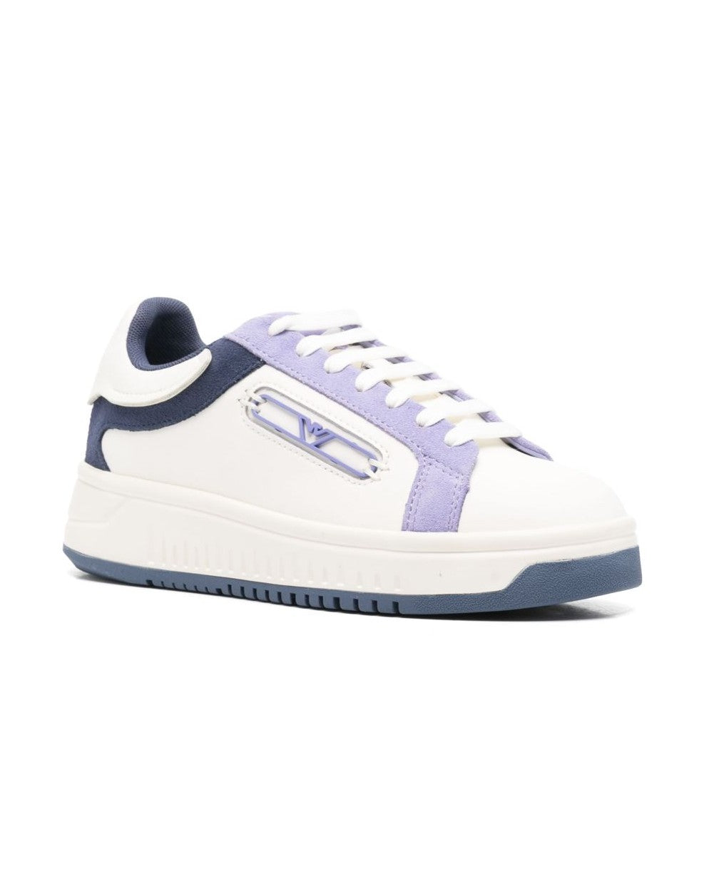 Armani Leather Emporio Exclusive Sneakers with Suede Details and Eagle Plate Glam Steals