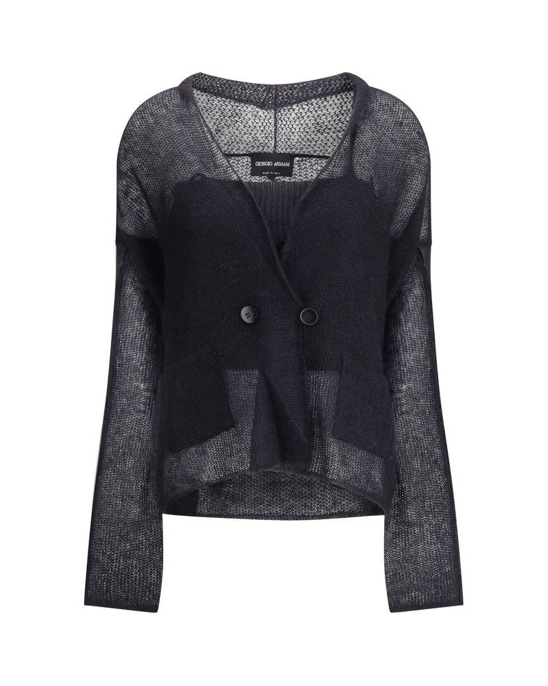 Armani Wool Giorgio Double Breasted Cardigan and Top in A Mohair Blend Twin Set Glam Steals