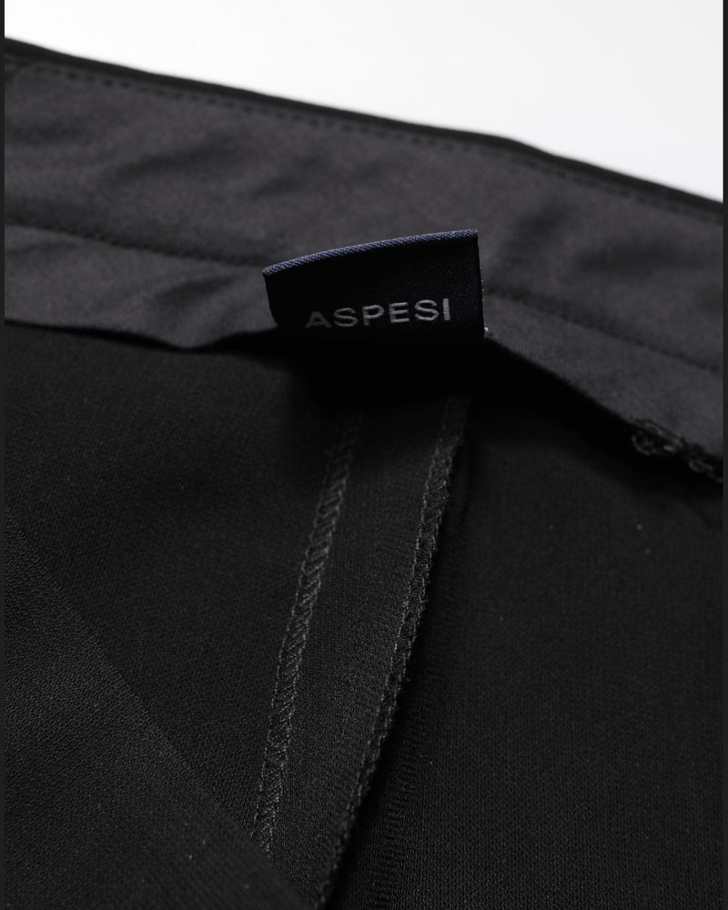 Aspesi Black High Waist Zip Straight Chino Trouser Pant 