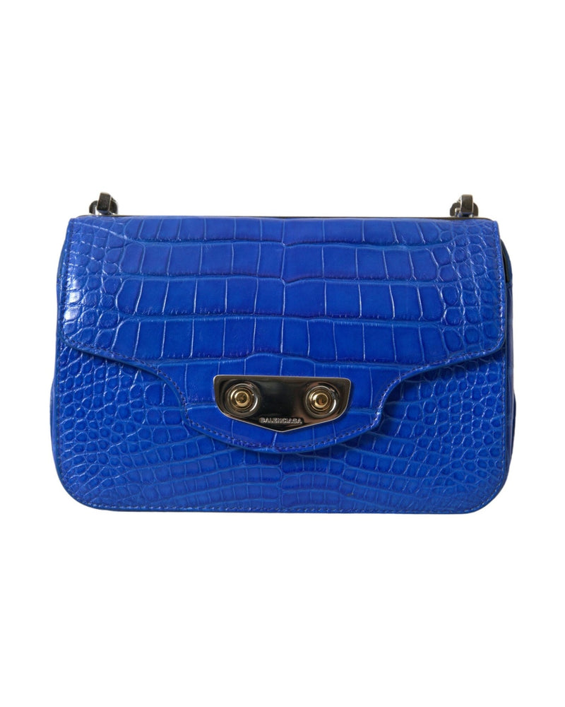 Balenciaga Alligator Skin Mini Shoulder Bag - Blue Elegant Glam Steals