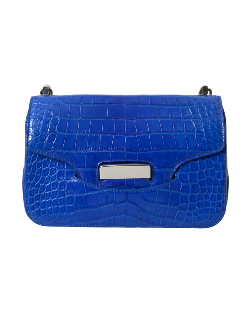 Balenciaga Alligator Skin Mini Shoulder Bag - Blue Elegant Glam Steals