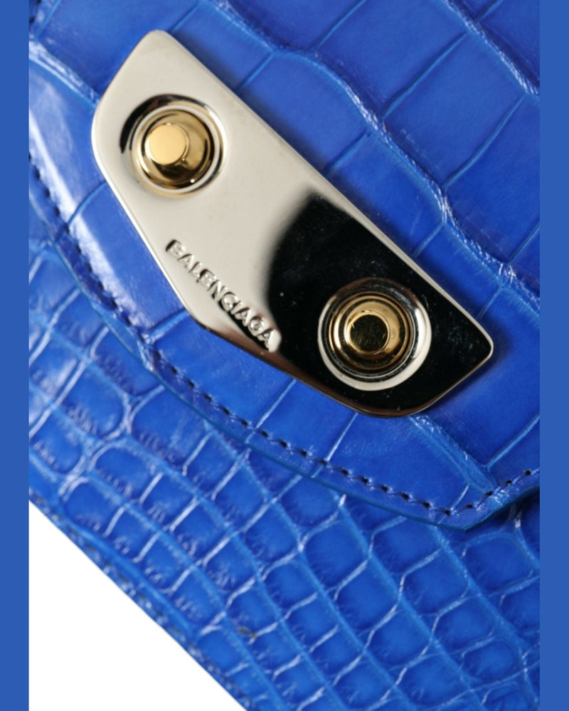Balenciaga Alligator Skin Mini Shoulder Bag - Blue Elegant Glam Steals