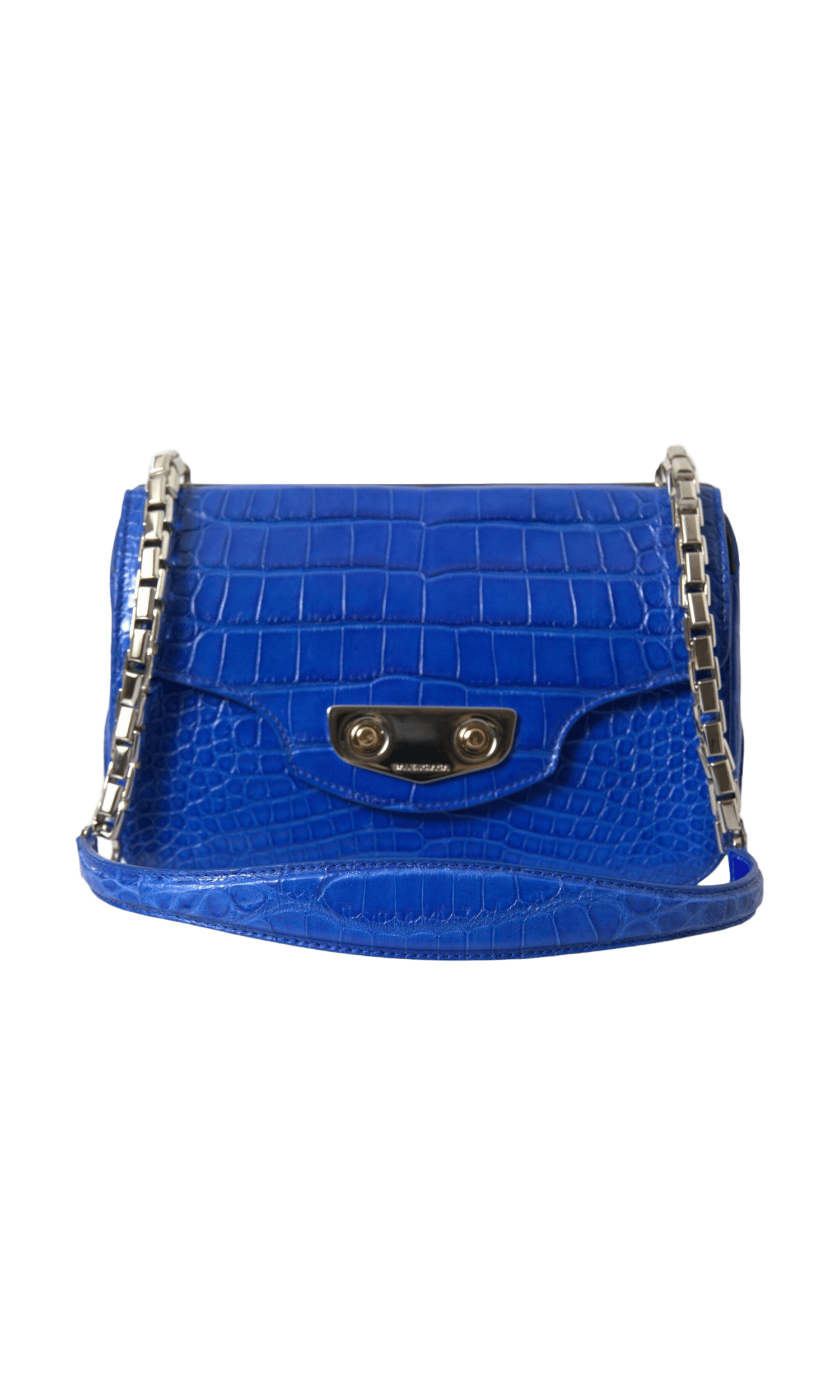 Balenciaga Alligator Skin Mini Shoulder Bag - Blue Elegant Glam Steals
