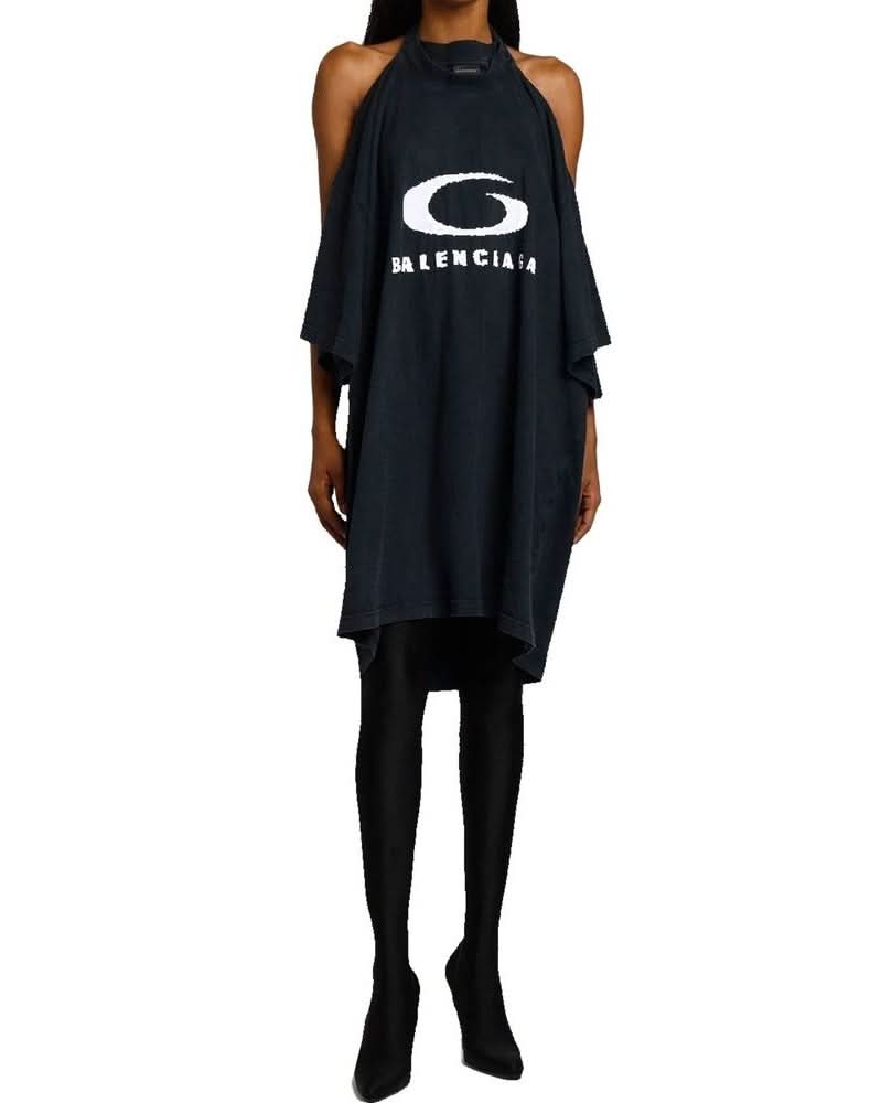Balenciaga Black Cotton Casual Dress Glam Steals