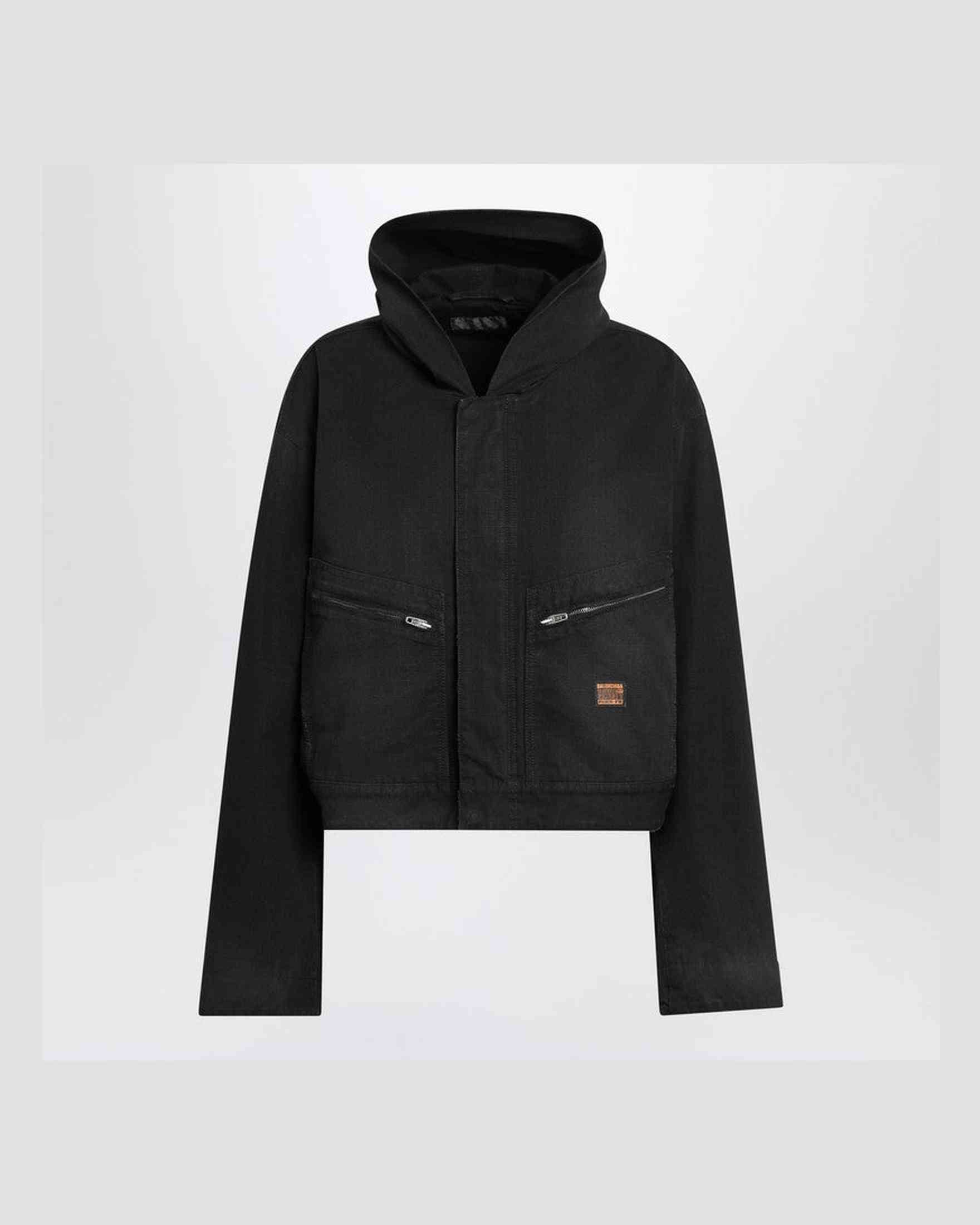 Balenciaga Black Cropped Jacket With Hood Glam Steals