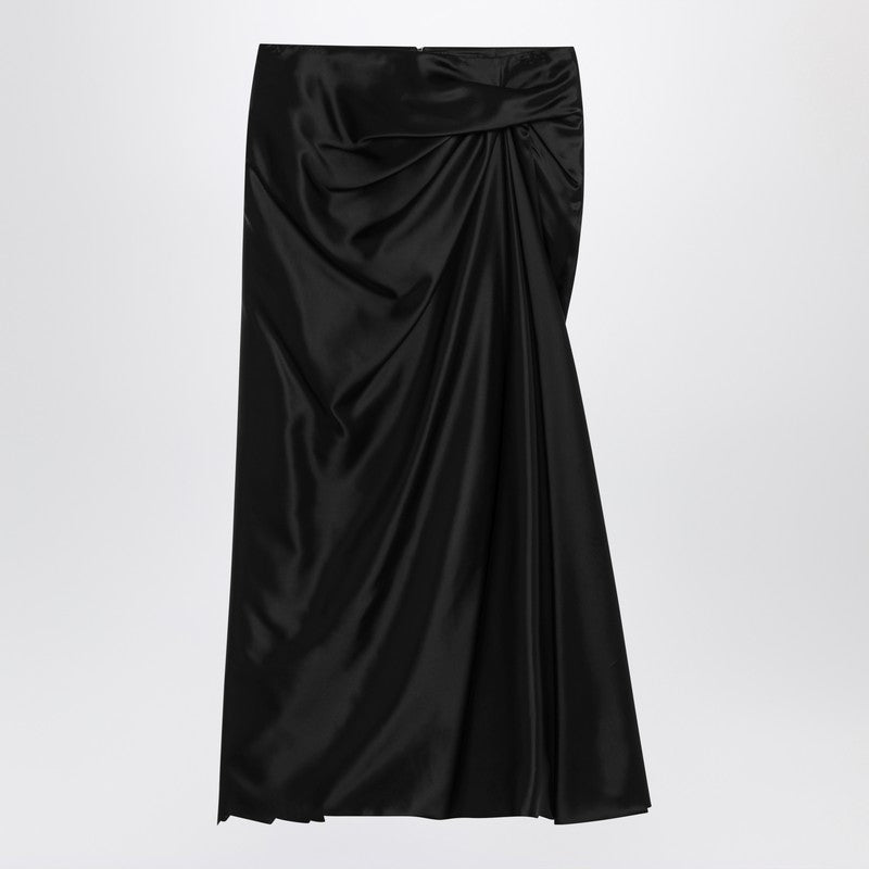 Balenciaga Black Draped Skirt in Cupro Twill Glam Steals