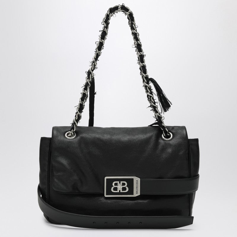 Balenciaga Black Leather Medium Shoulder Bag Modu Glam Steals