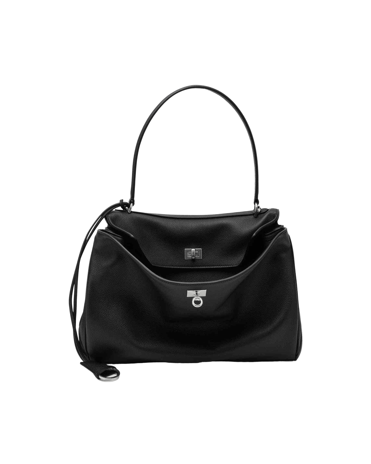 Balenciaga Black Medium Rodeo Bag In Hammered Calfskin Glam Steals