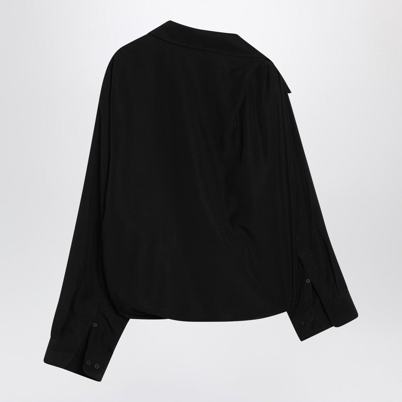 Balenciaga Black One Shoulder Shirt in Poplin Glam Steals